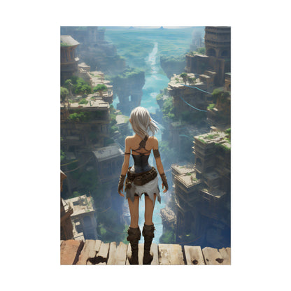 Dramatic Anime Female: Dynamic Birds Eye View Artwork - Poster