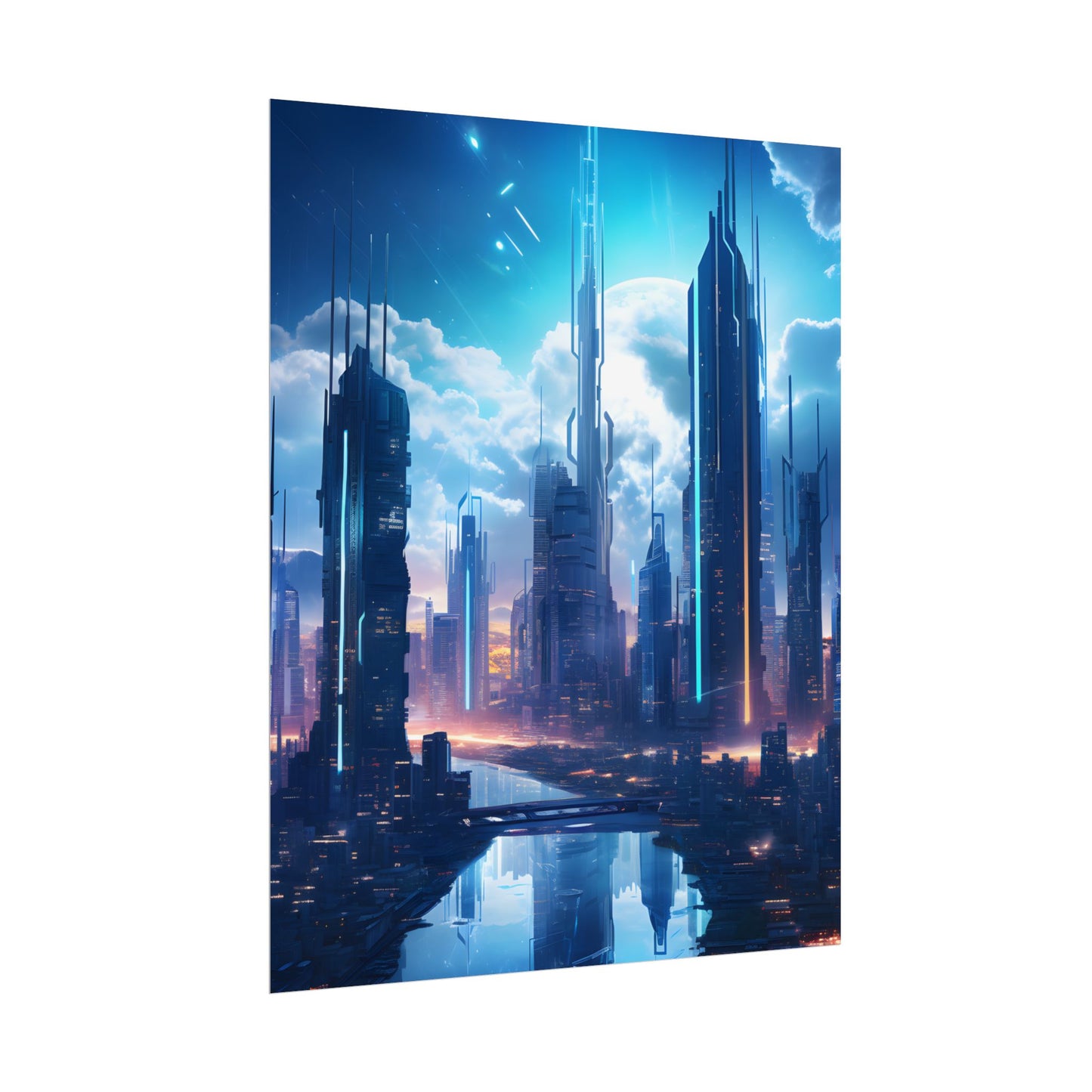 Dark Future Cityscape: Cyberpunk Dystopia Neon Artwork - Poster