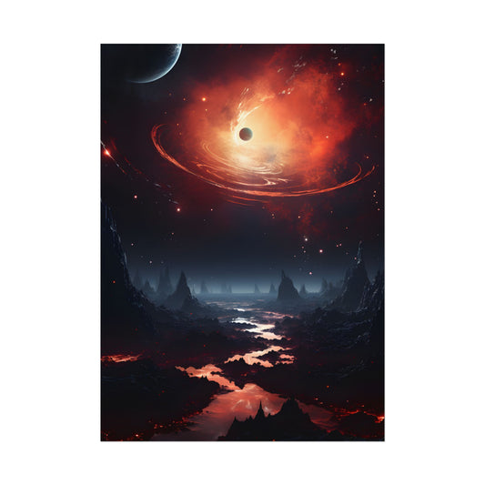 Cosmic Odyssey: Black Hole and Gas Giant Planet Artwork - Poster