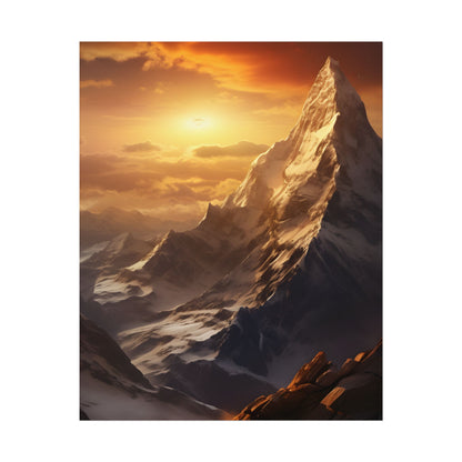 Majestic Mountain Summit: Epic Sunrise View - Nature Landscape Art - Poster