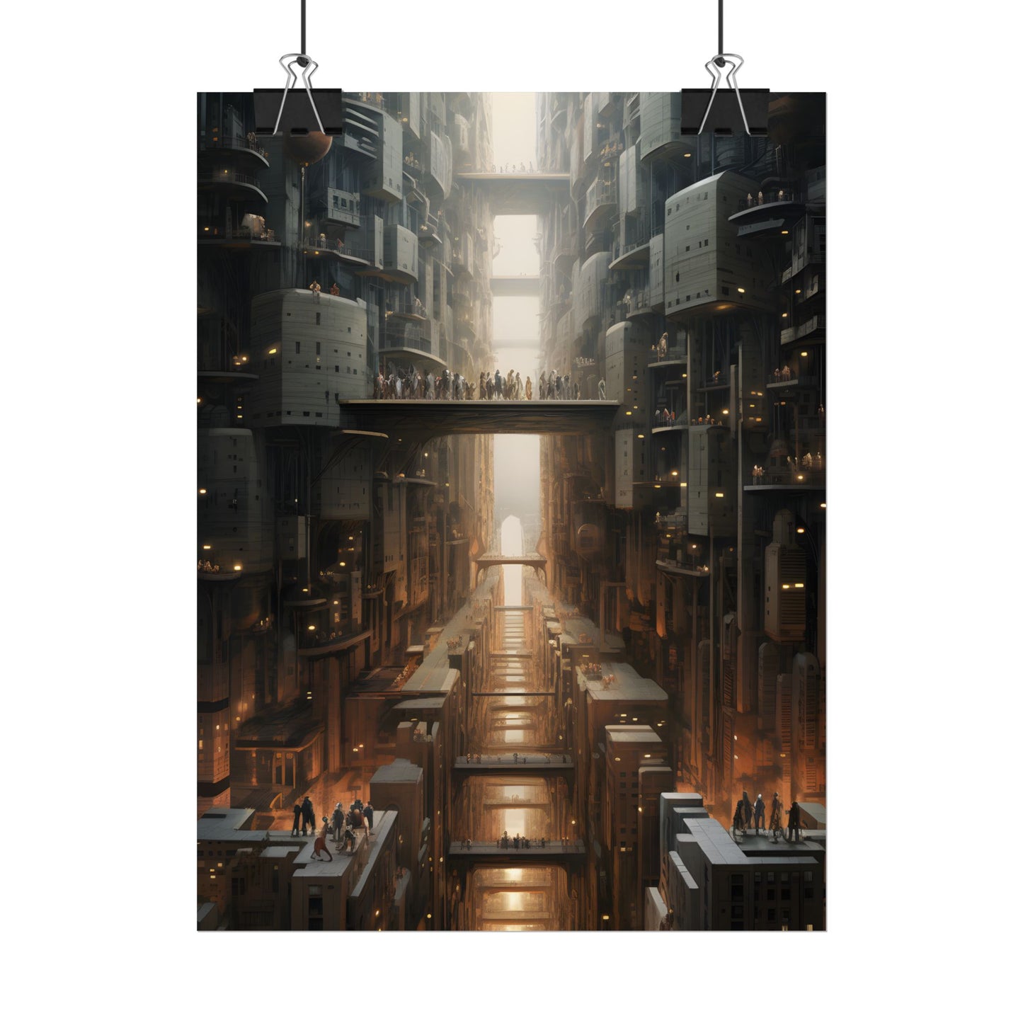 Futuristic City of Perfection: Modern Skyscrapers under Neon Lights - Poster
