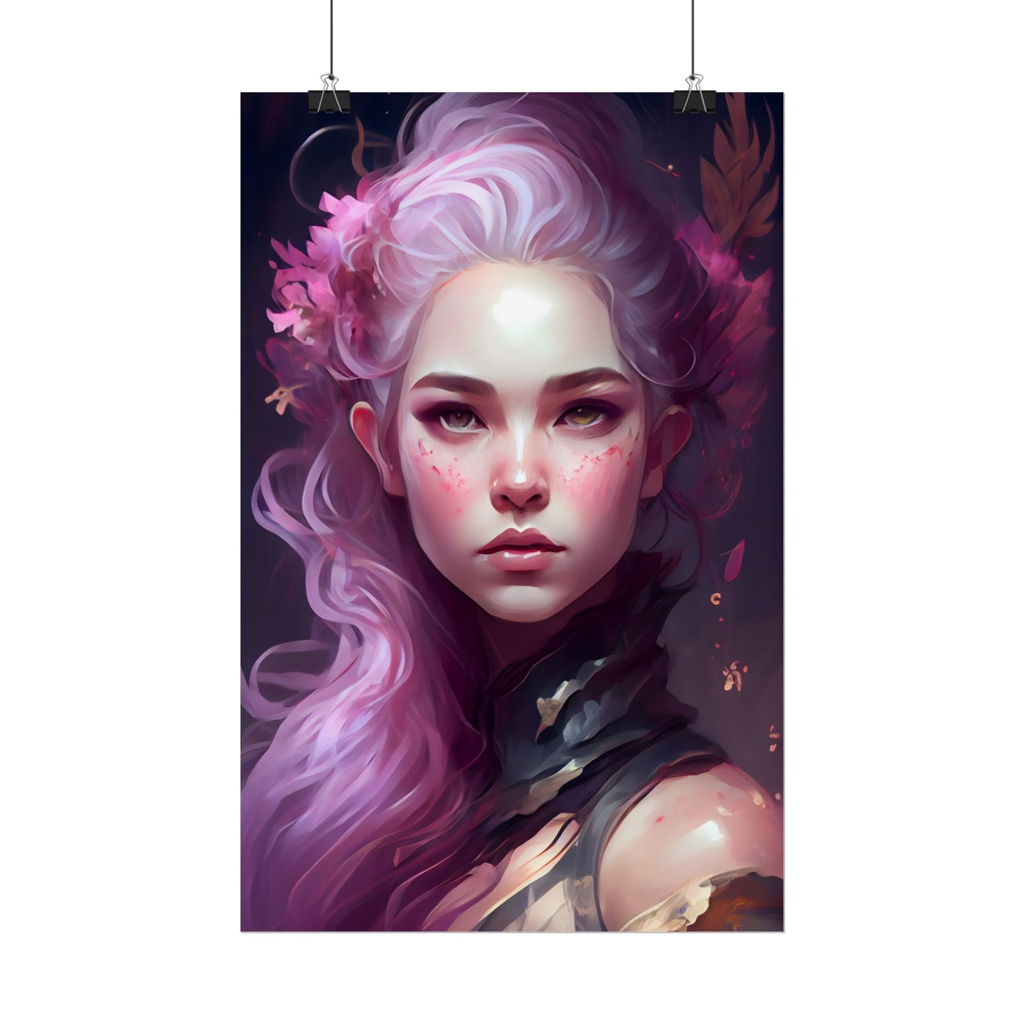 Astonishing Female Portrait with Pink Hair: Dre Artwork - Poster