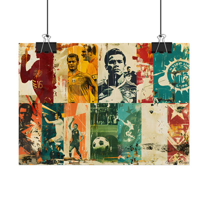 Vintage Soccer Posters: Retro Sports Art Collage - Poster
