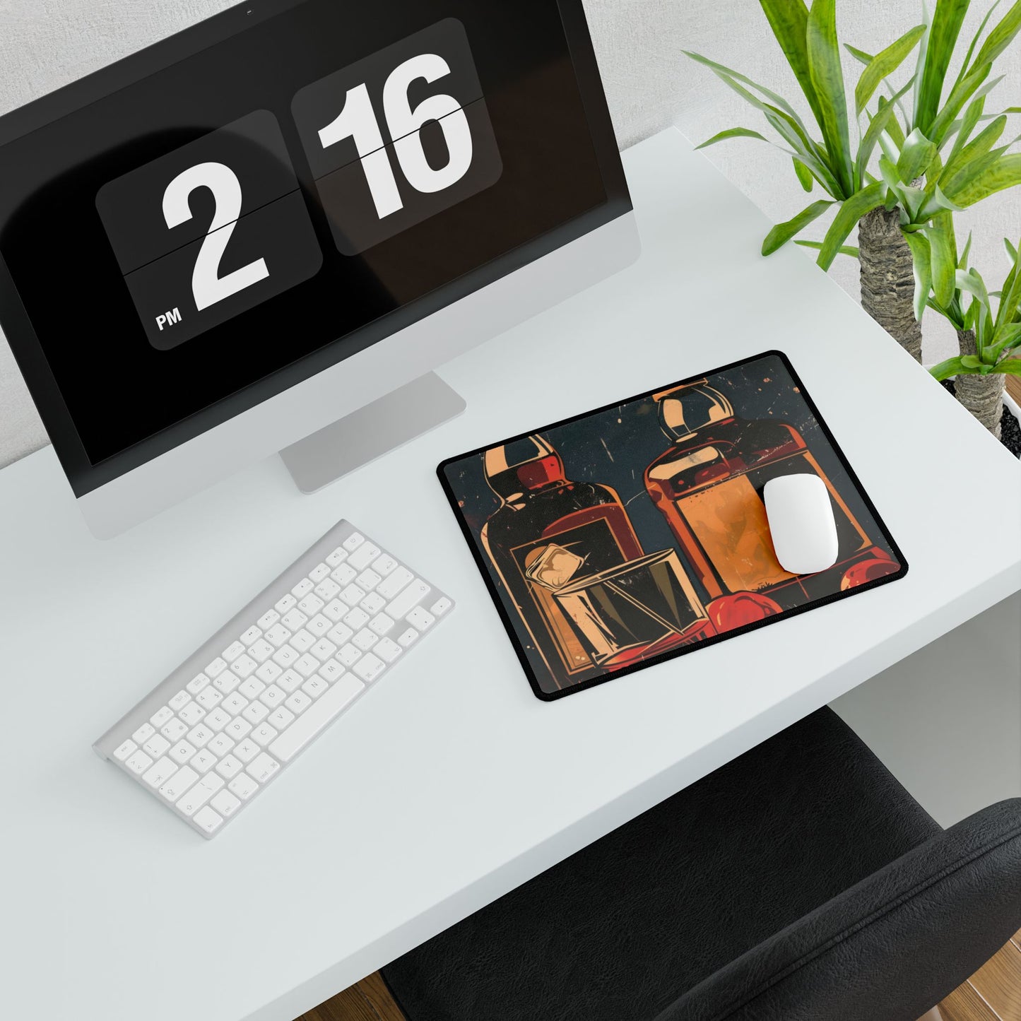 Classic Vintage Cocktail: Old-Fashioned Glass Artwork - Desk Mat