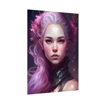 Astonishing Female Portrait with Pink Hair: Dre Artwork - Poster