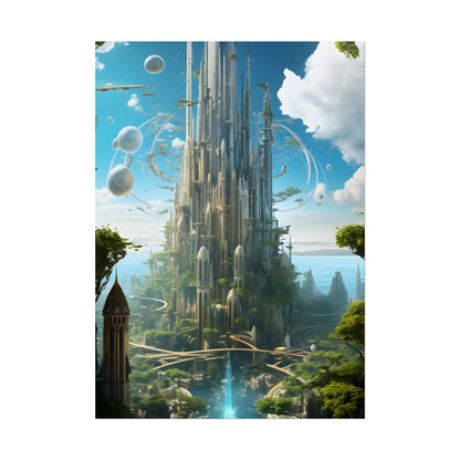 Breathtaking Floating City: Urban Waterways Digital Art - Poster