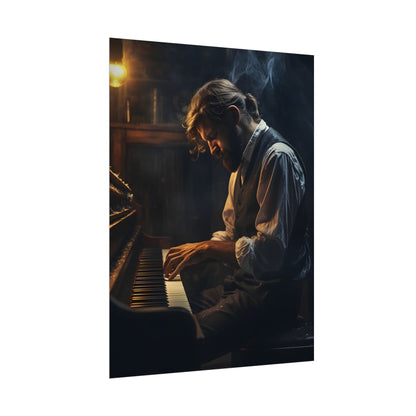 Mysterious Piano Maestro: Musical Artwork - Poster