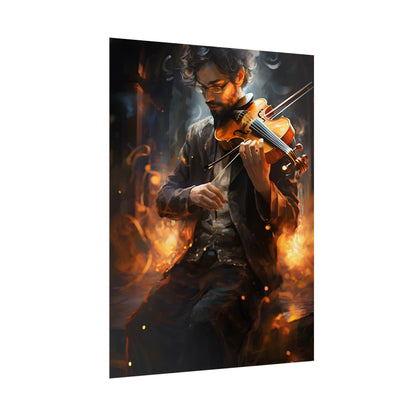 The Mysterious Musician: Close-Up Portrait with Violin - Poster