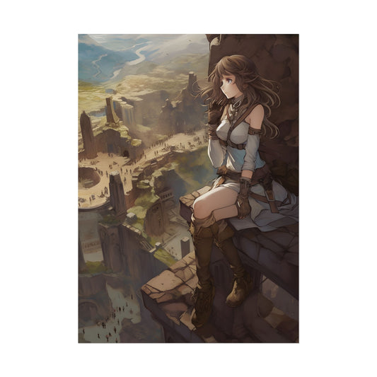 Heroic Bird's Eye View: A Detailed Anime Scene - Poster