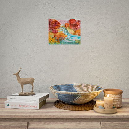 Magical Beach Landscape: Serene Paper Quilled Artwork - Poster