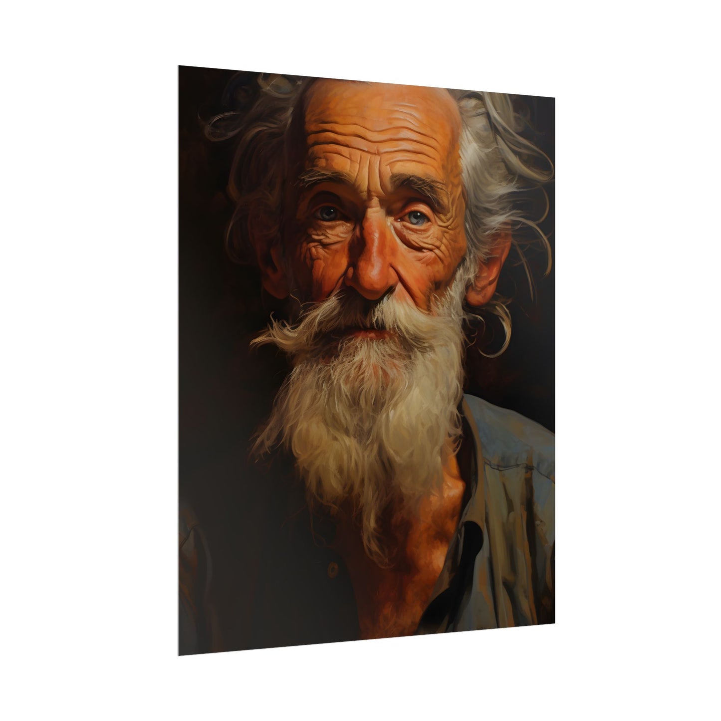Elderly Wisdom: A Portrait of Timeless Senior Reflection - Poster