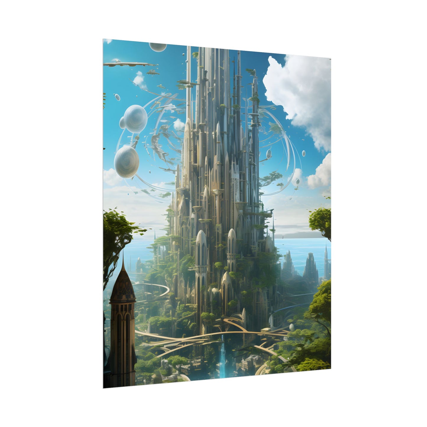 Breathtaking Floating City: Urban Waterways Digital Art - Poster