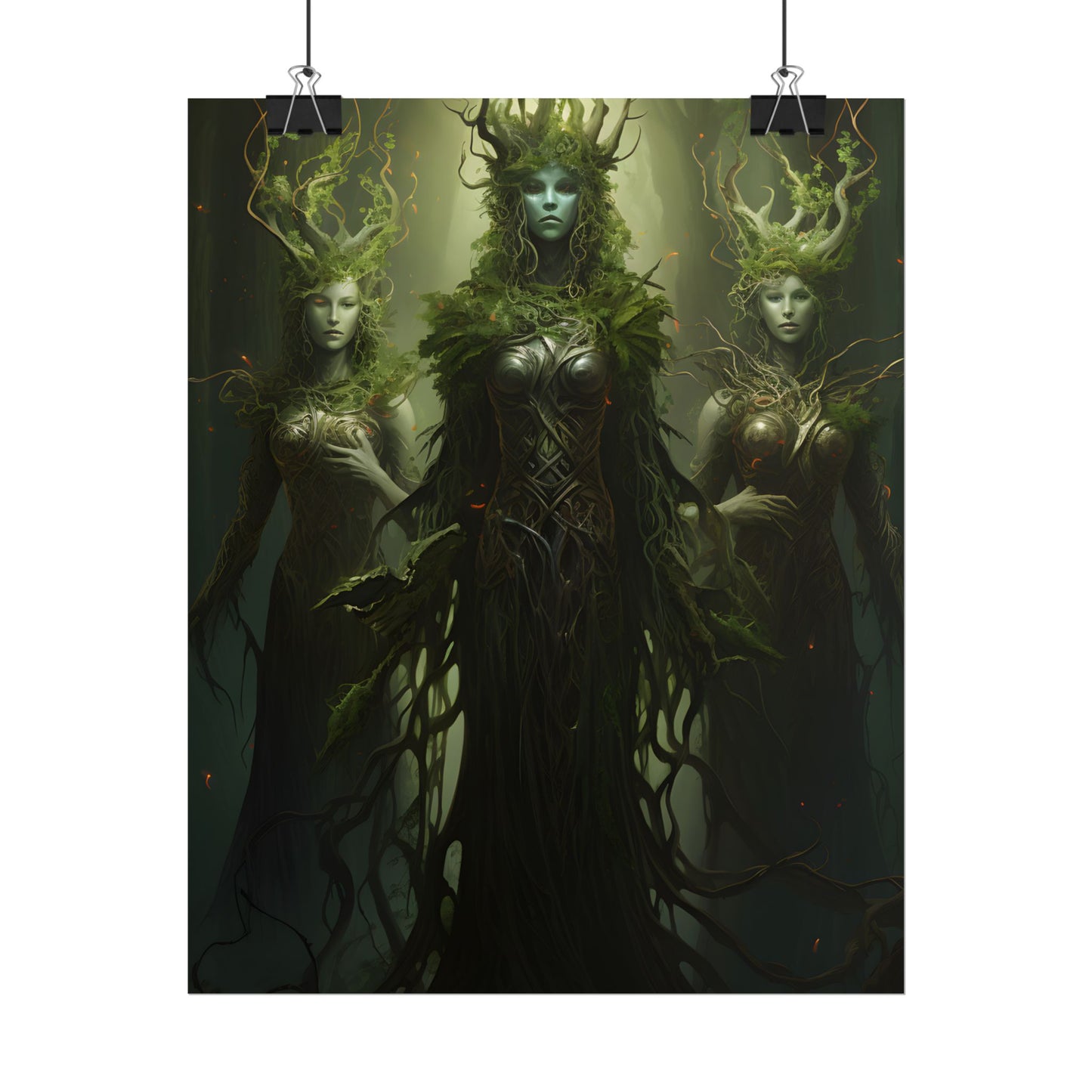 Mystical Forest Guardians: Ancient Tree Spirits Digital Art - Poster