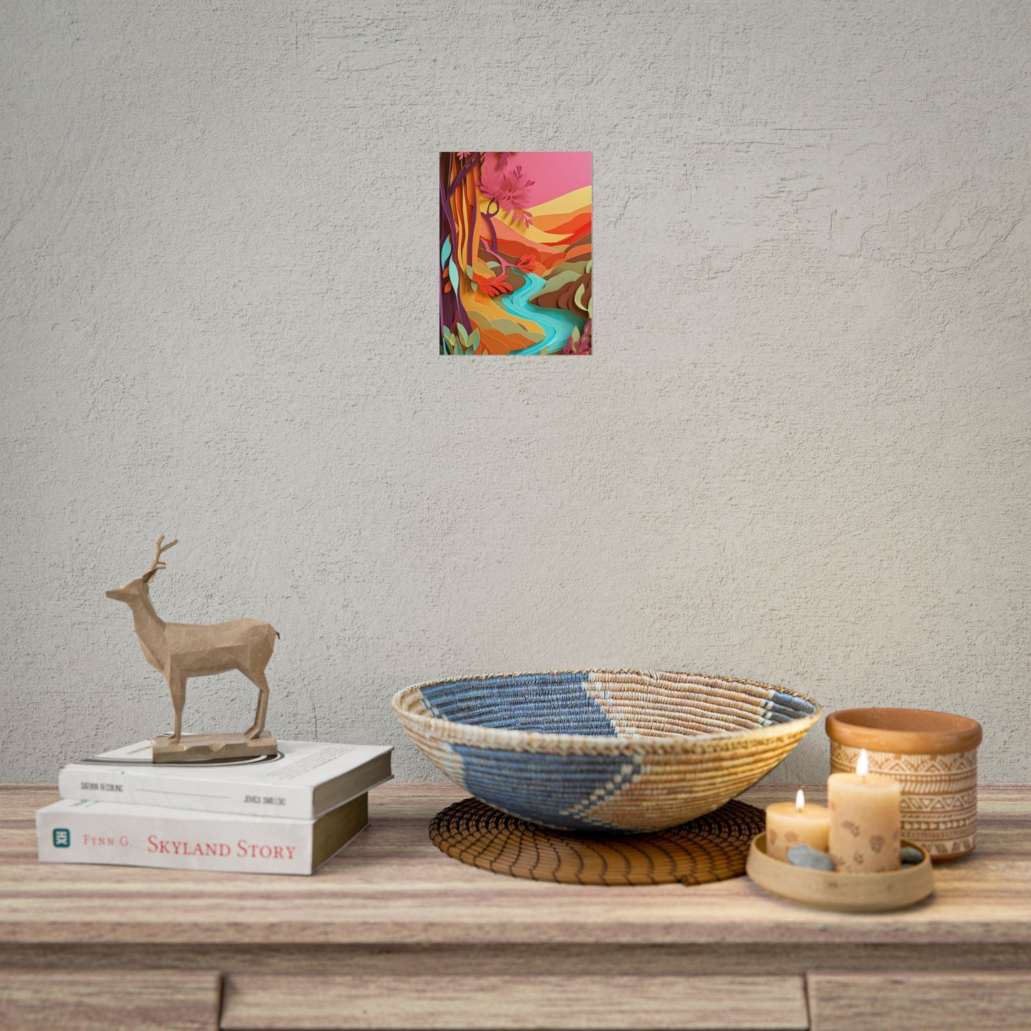 Vibrant Paper Quilled Canyon: Eye-Catching Landscape Art - Poster
