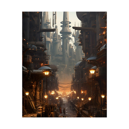 Post-Apocalyptic Steampunk City: Dystopian Artwork - Poster