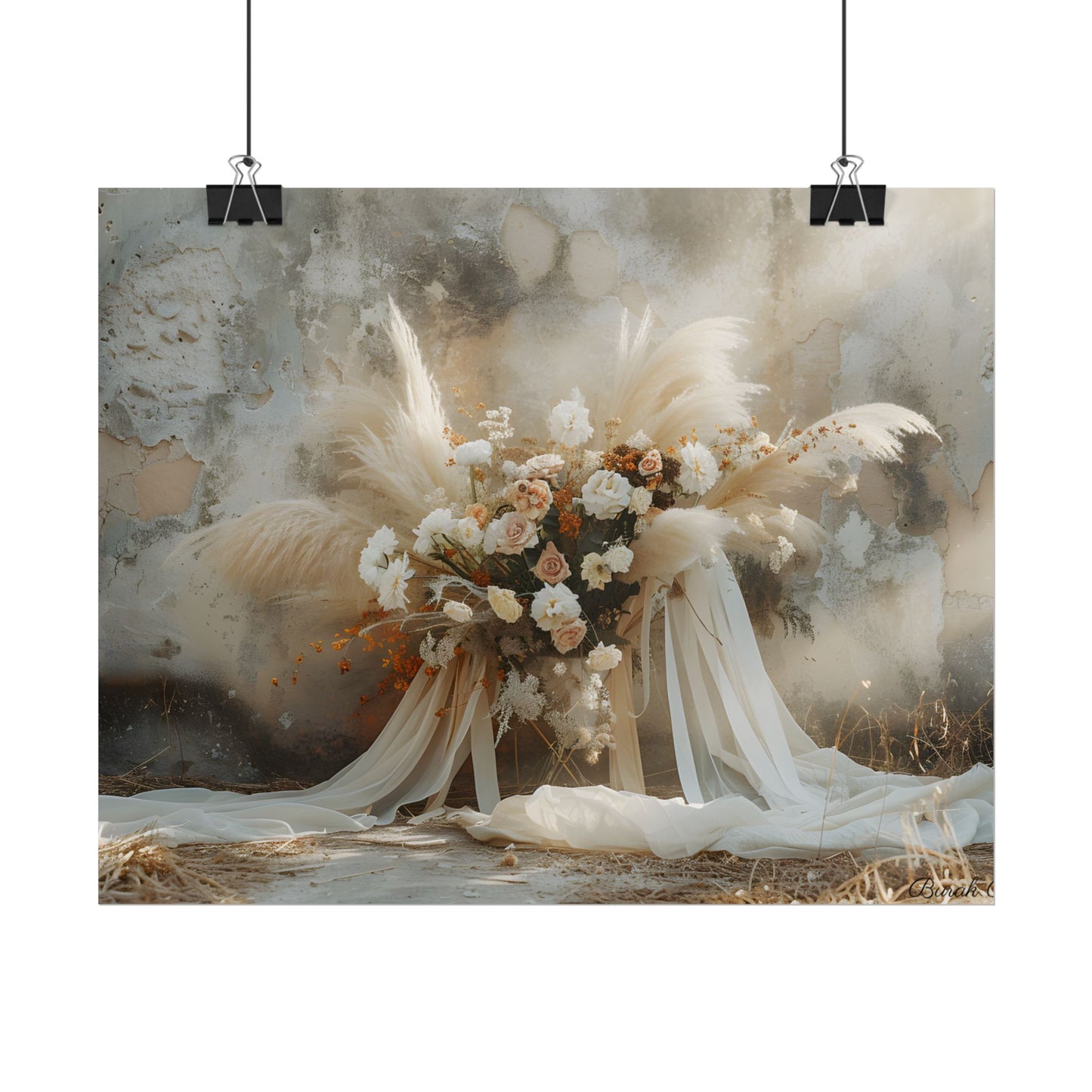 Whimsical Floral Bloom: Pampas Grass Artwork - Poster