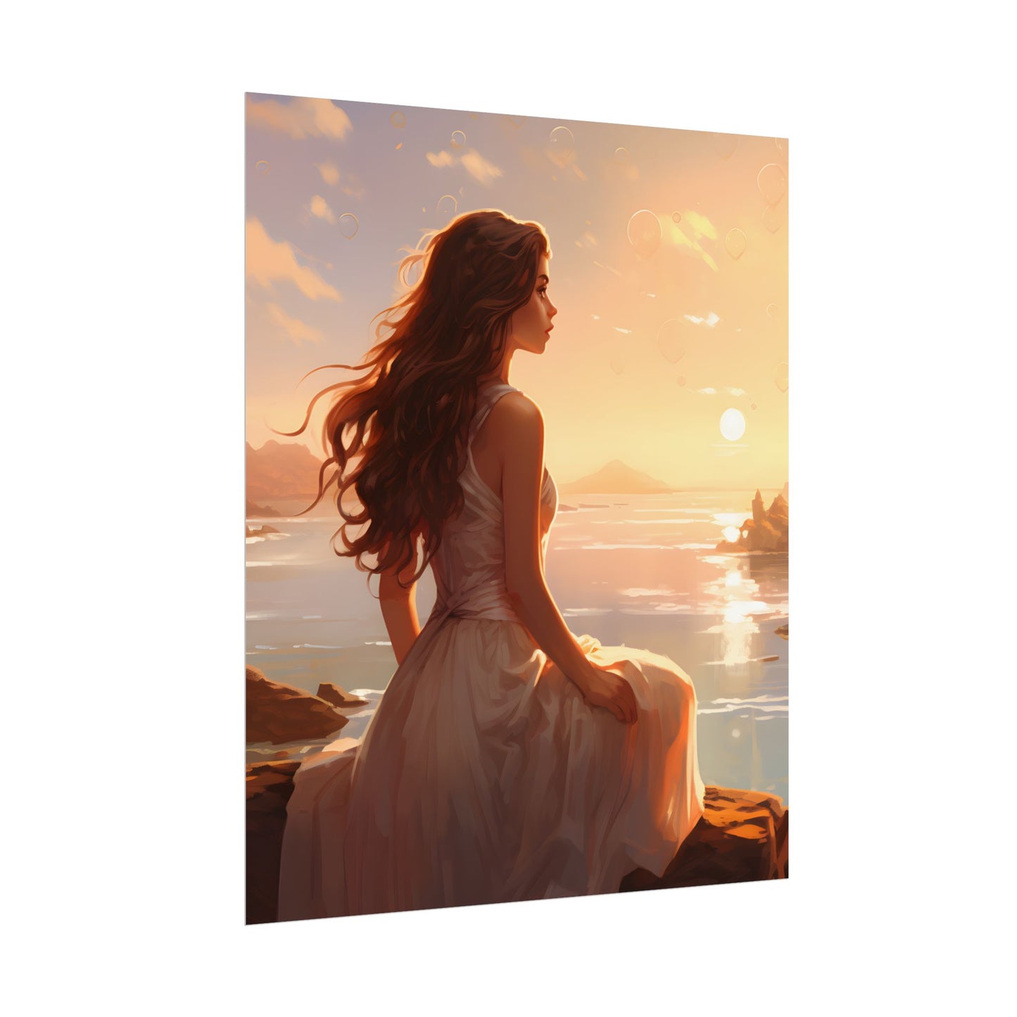 Vibrant Beach Scene: Summer Day with Sun-Kissed Figure - Poster