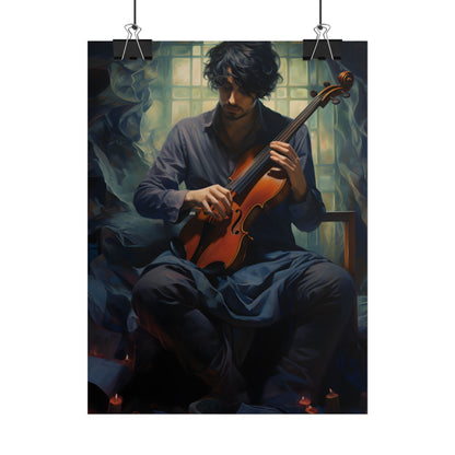 Mysterious Musician: Intimate Guitar Portrait - Poster