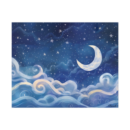 Whimsical Night Sky Dreams: Magical Illustration - Poster