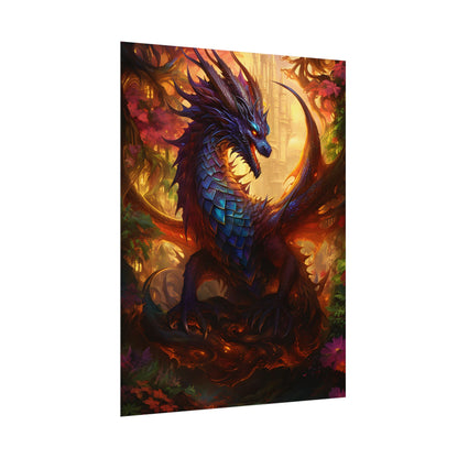 Majestic Dragon Guardian: Fantasy Landscape Art - Poster