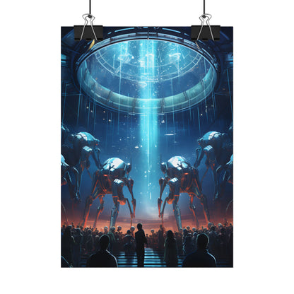 Vibrant Robot Symphony: A Harmonious Blend of Human and Robotic Musicians - Poster