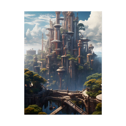 Floating City of Columbia: Breathtaking Modern Urban Landscape - Poster