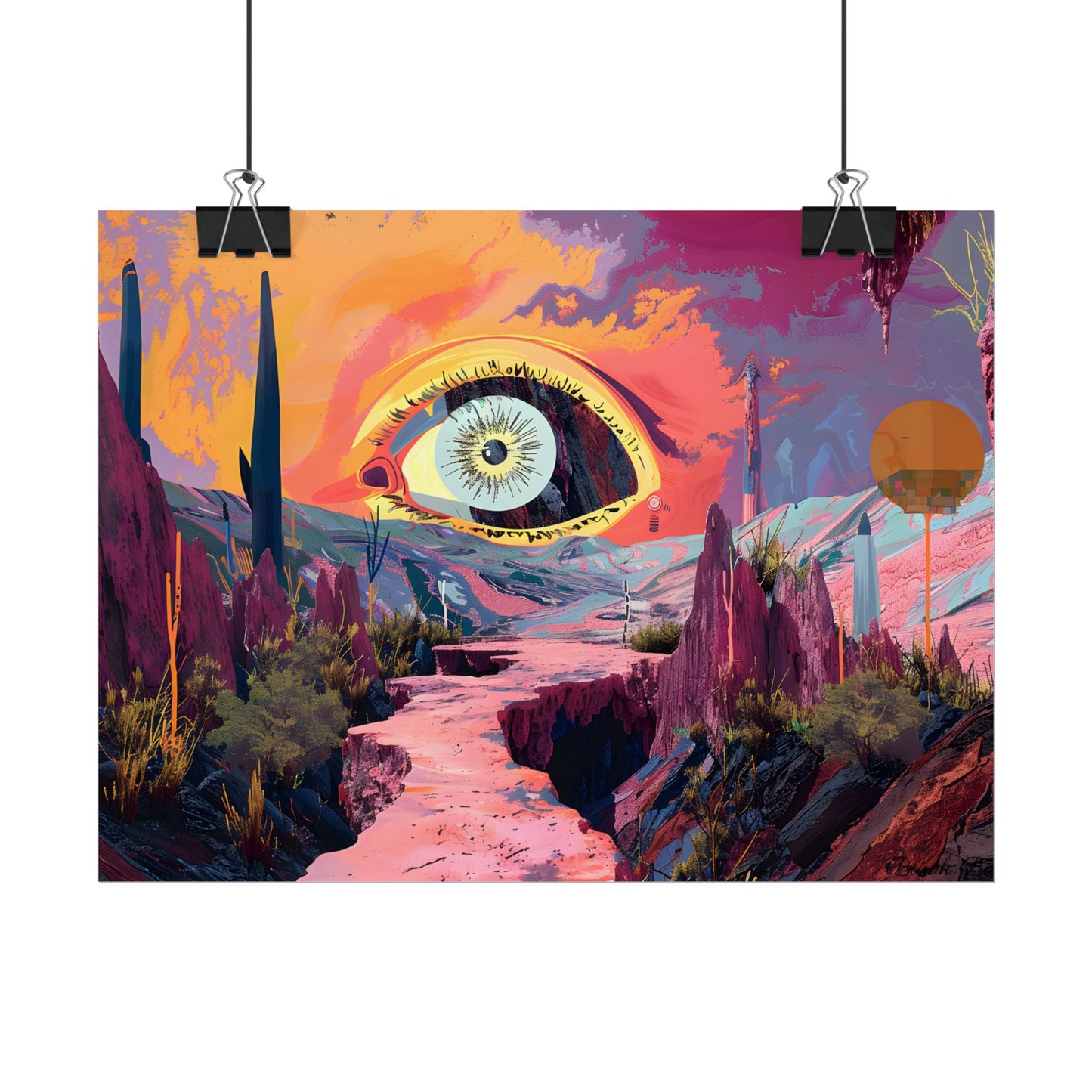 Surreal Eye: Vibrant Landscape Digital Art - Poster