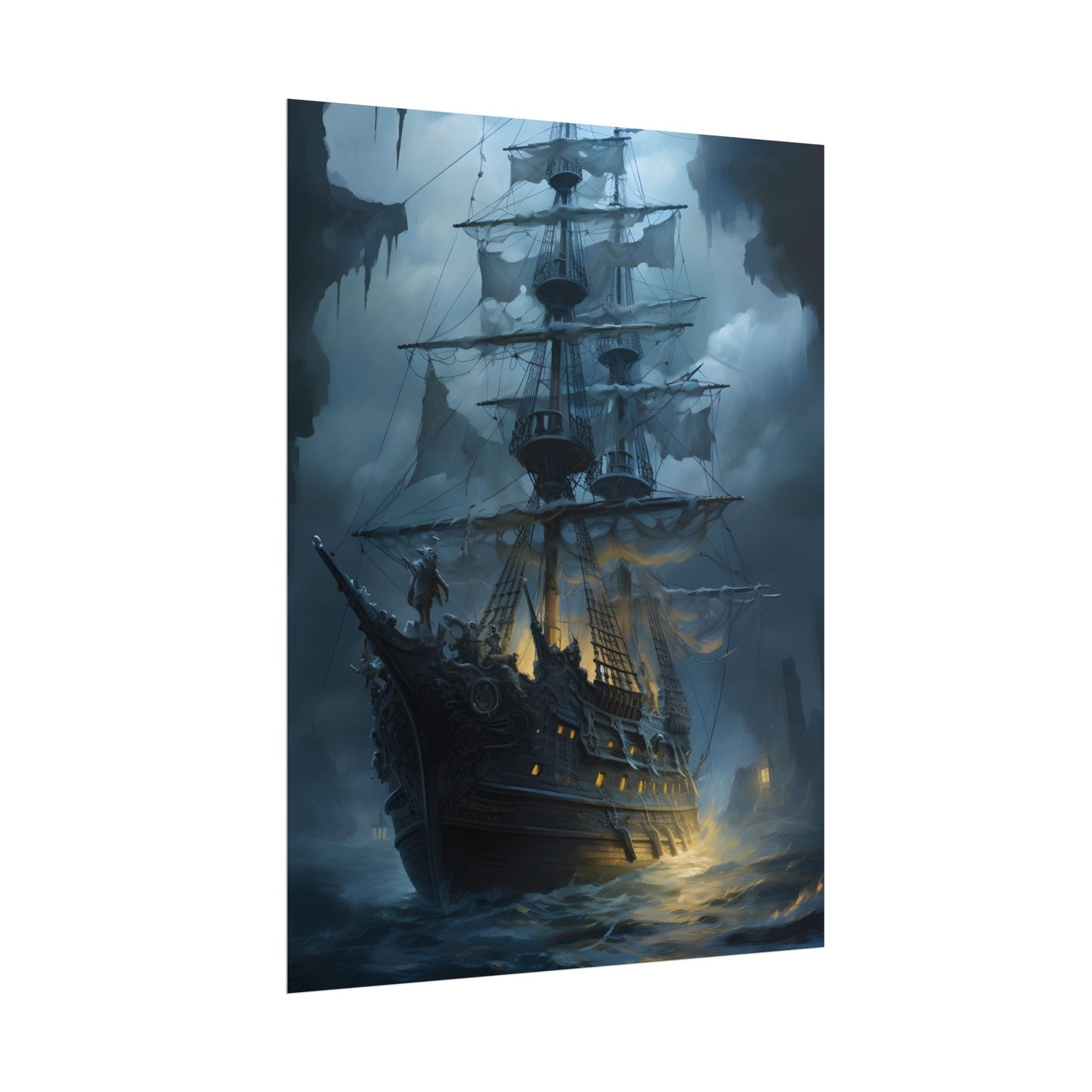 Ghost Pirate Sails: Mysterious Ocean Artwork - Poster
