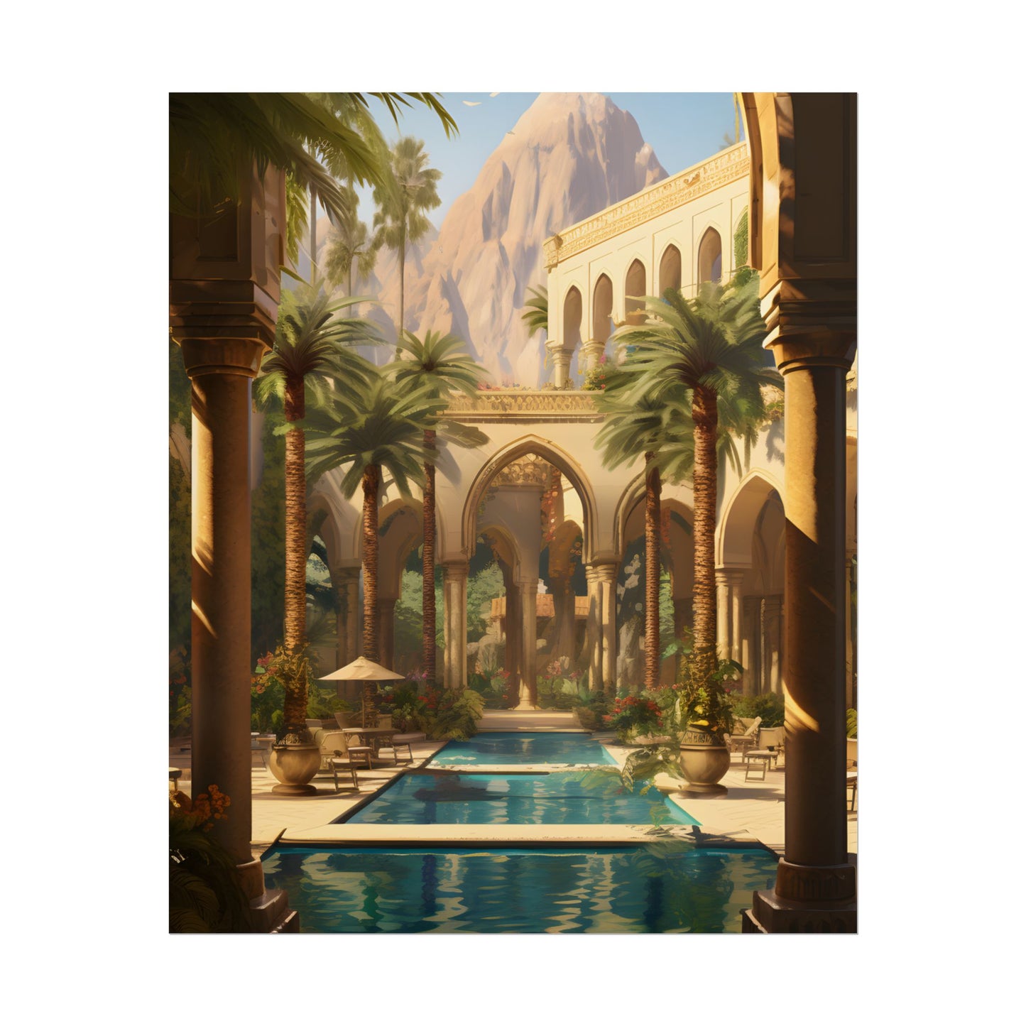 Mythical Desert Oasis: Arabian Nights-Inspired Art - Poster