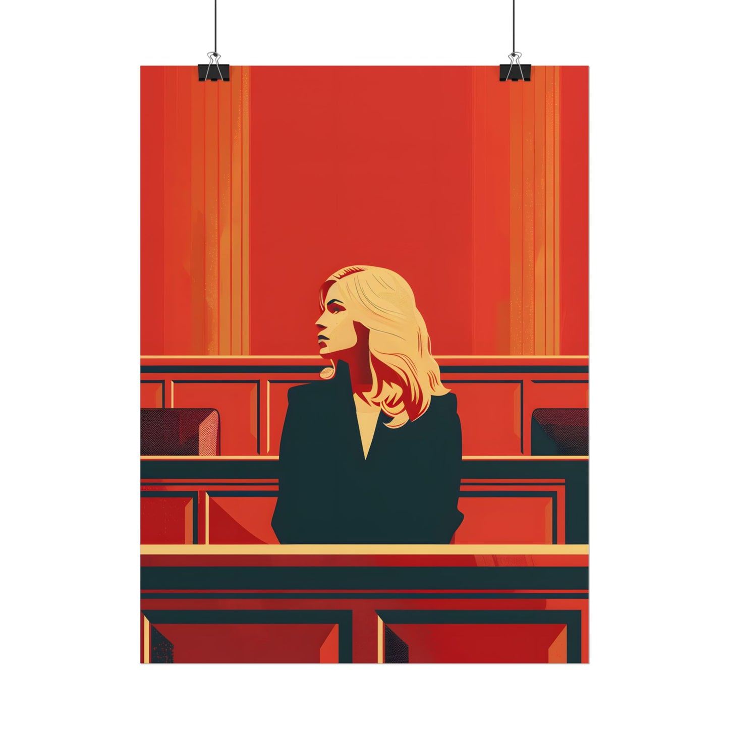 Elegant Woman in White: Modern Art Portrait - Poster