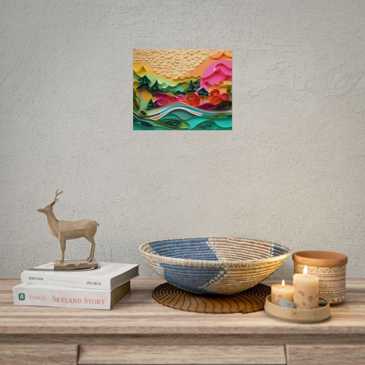 Magical Beach Landscape: Paper Quilling Art Piece - Poster