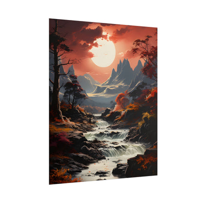 Breathtaking Waterfall Oil Painting: A Realistic Artwork - Poster