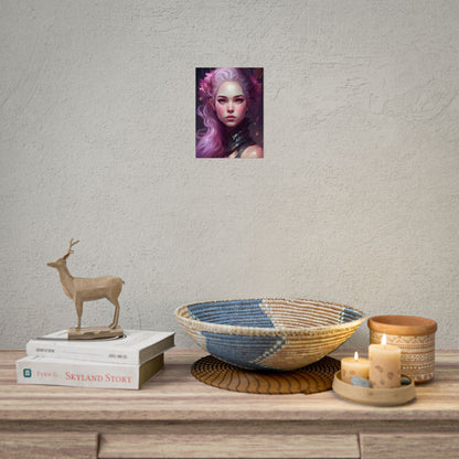Astonishing Female Portrait with Pink Hair: Dre Artwork - Poster
