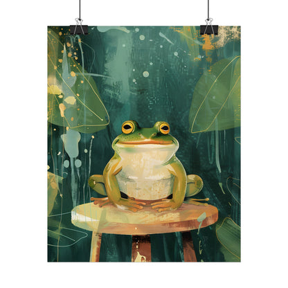 Whimsical Frog Cartoon: Colorful Ta Illustration - Poster