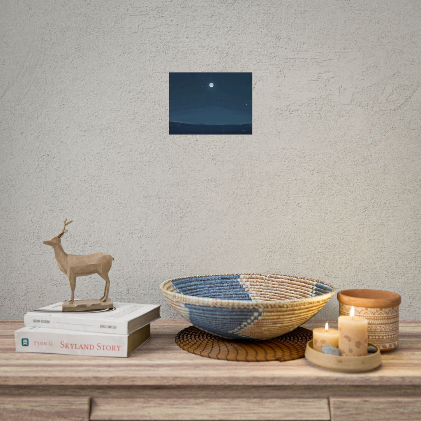 Starry Night Sky: Minimalist Beauty in Blue - Poster