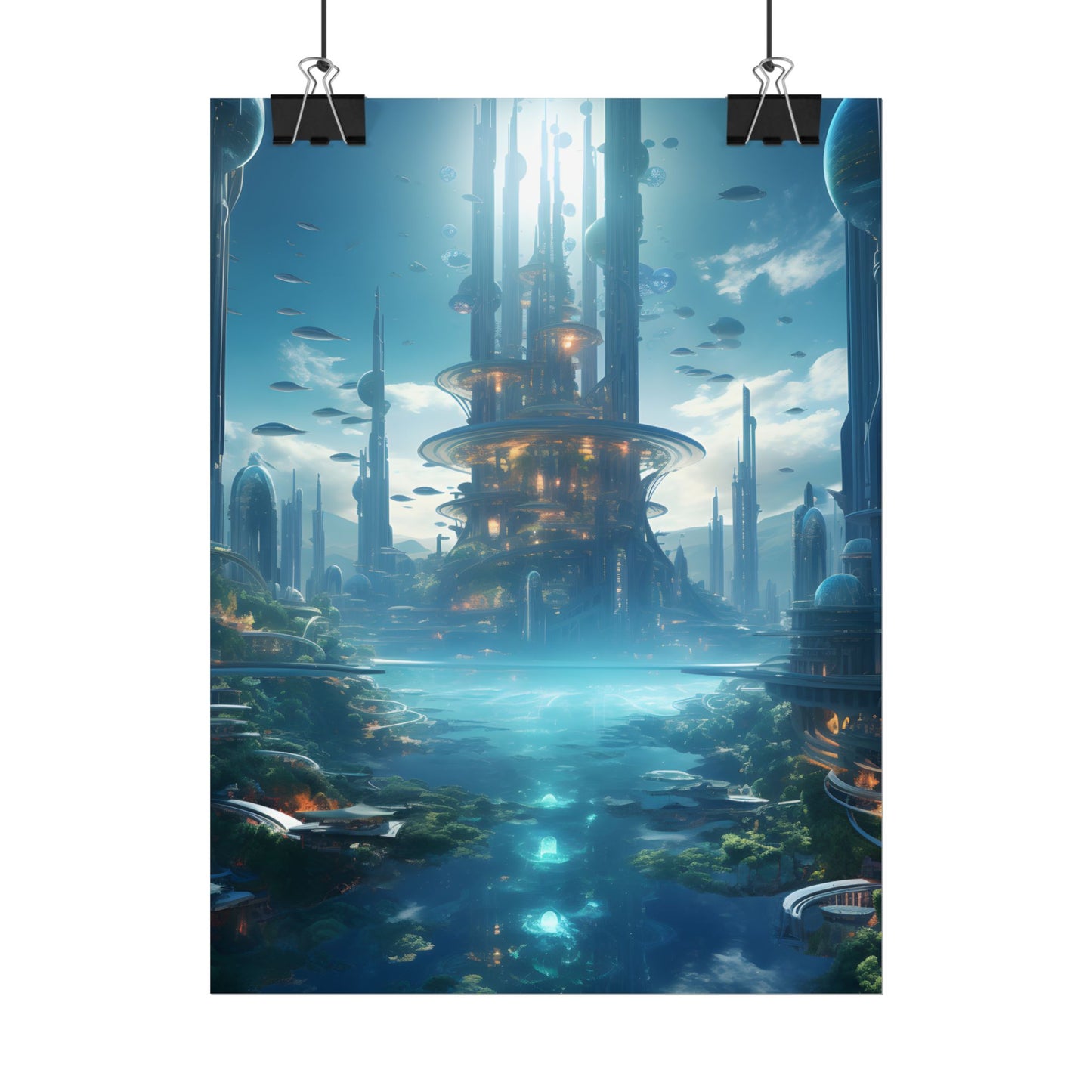 Underwater Futuristic City: Submerged Metropol Digital Artwork - Poster