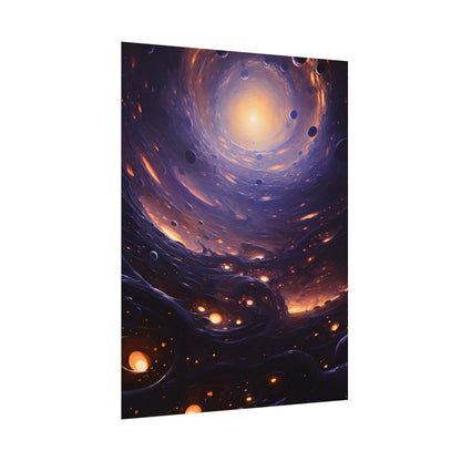 Black Hole Cosmic Encounter: Massive Planet Digital Art - Poster