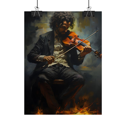 Mysterious Musician Portrait: Digital Artwork - Poster
