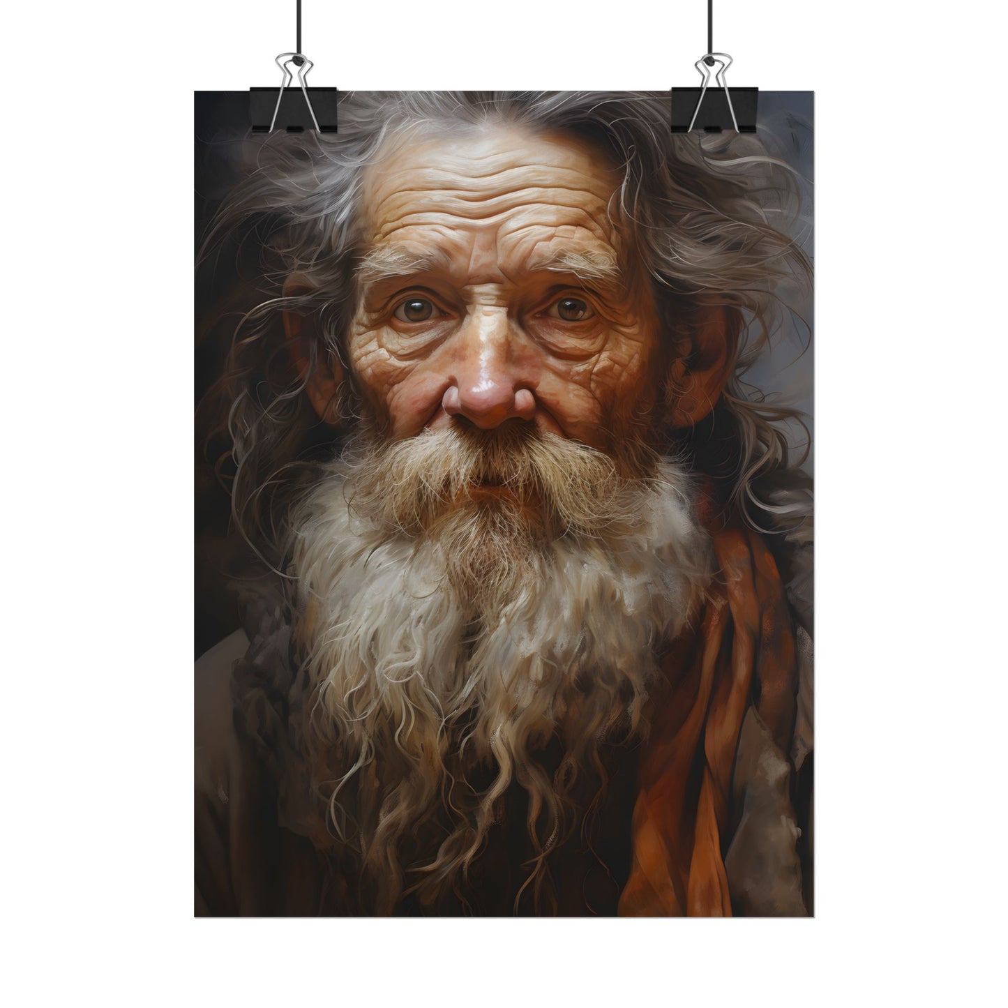 Elderly Wisdom: Realistic Portrait Art - Poster