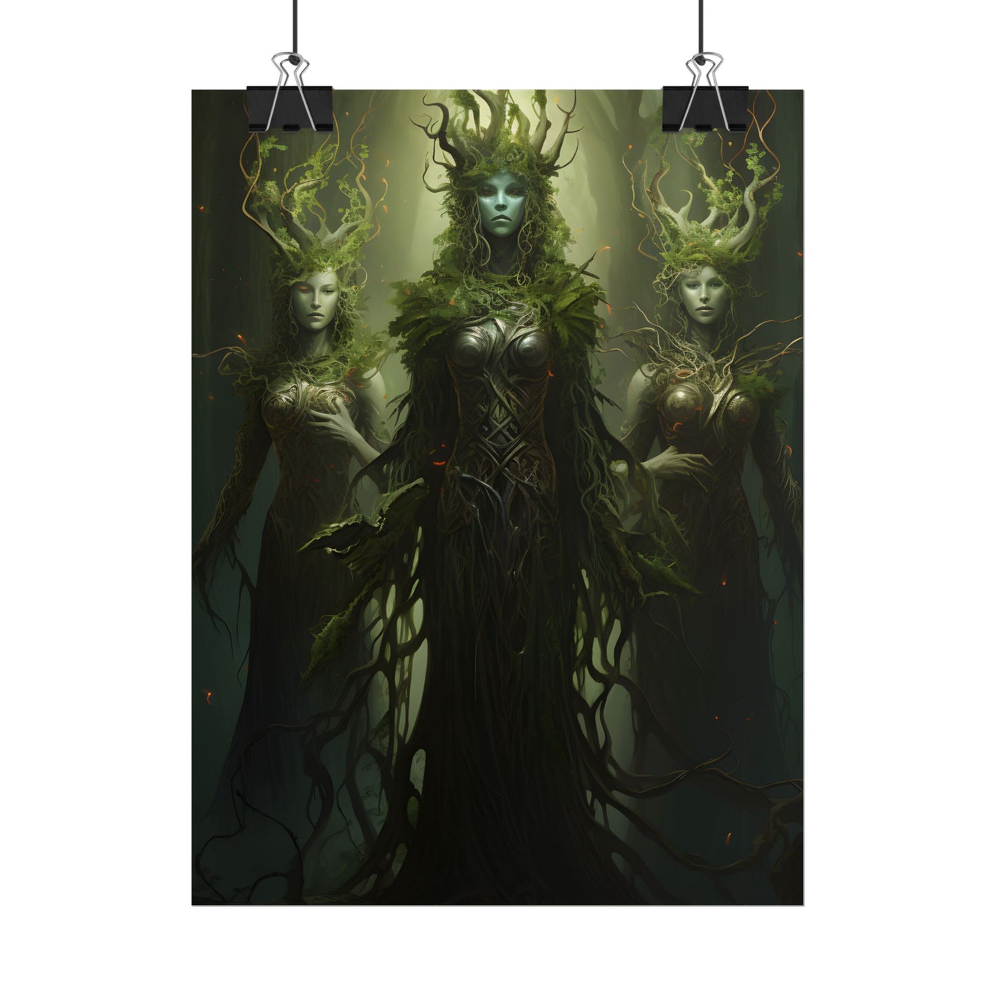 Mystical Forest Guardians: Ancient Tree Spirits Digital Art - Poster