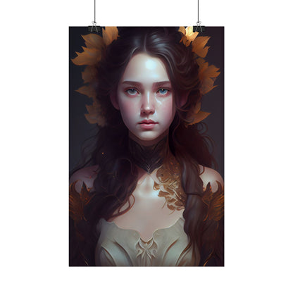 Brown Hair Female Portrait: Artistic Style Digital Art - Poster