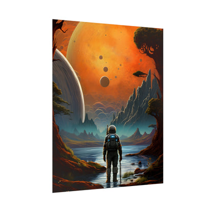 Futuristic Wilderness Explorer: Jetpack Adventure Art - Poster