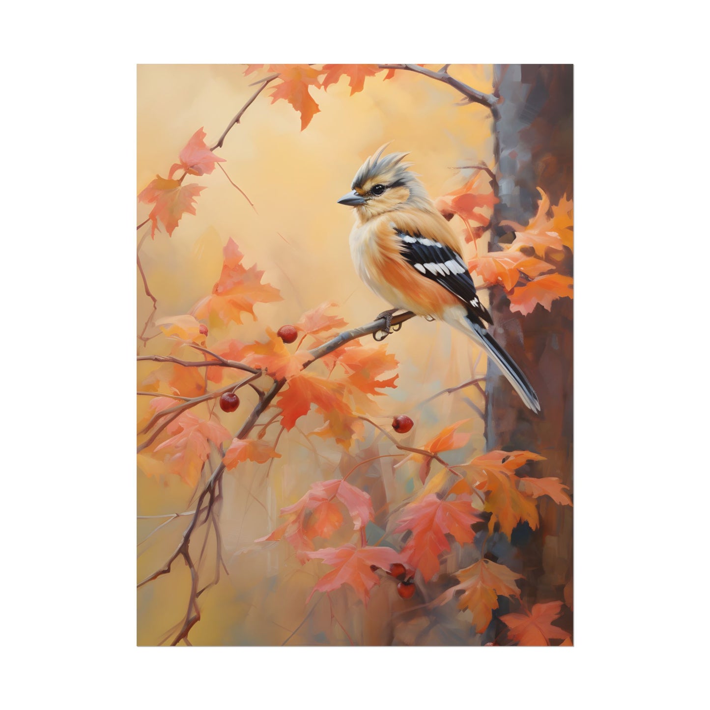 Vibrant Autumn Oak: Realistic Oil Painting - Poster
