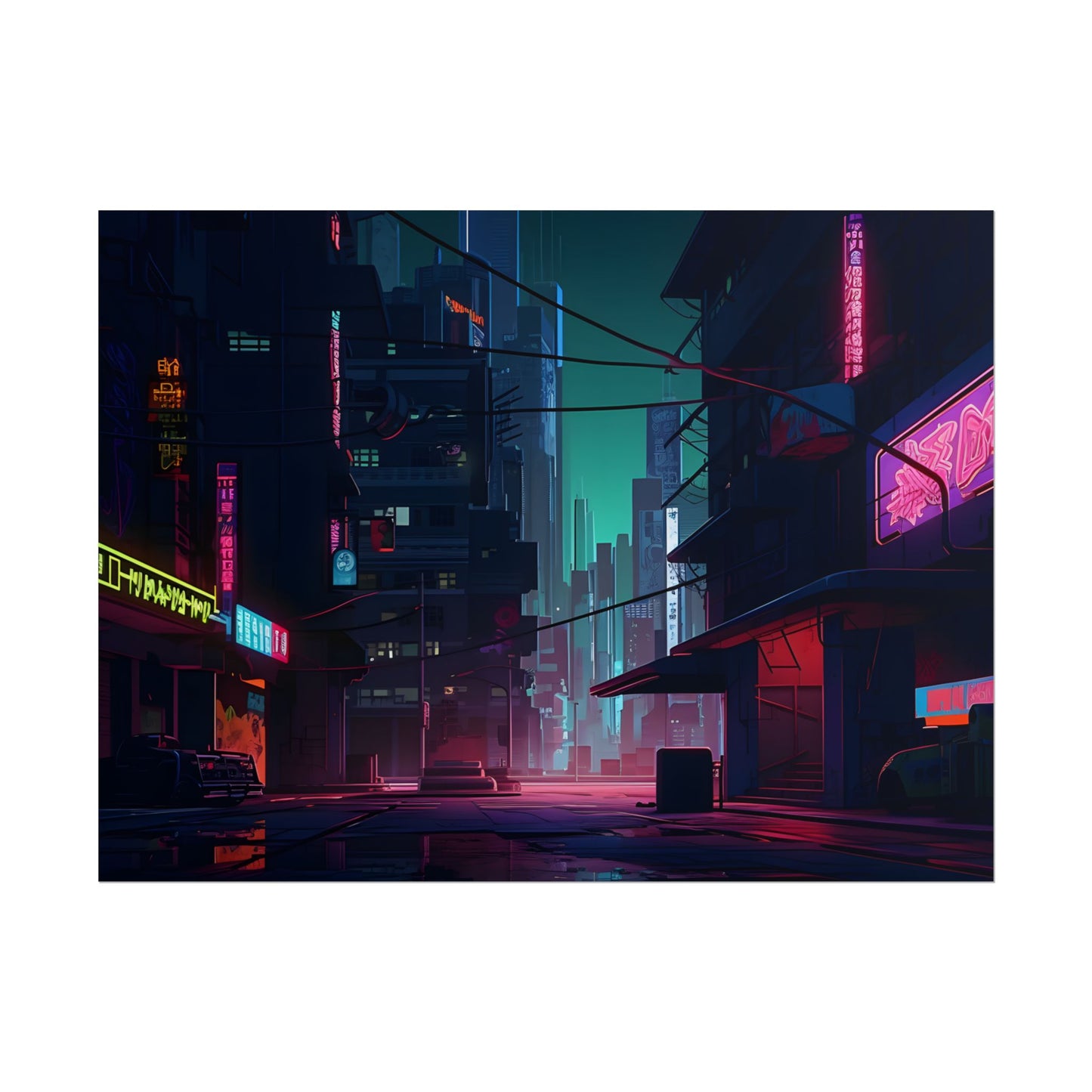 Nightfall in Neo-City: A Melancholic Cyberpunk Scene - Poster