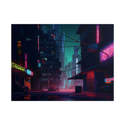 Nightfall in Neo-City: A Melancholic Cyberpunk Scene - Poster