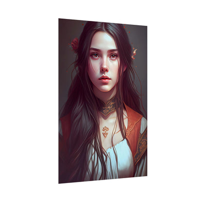 Sophisticated Female Portrait: Brown Hair Artwork in Focus - Poster