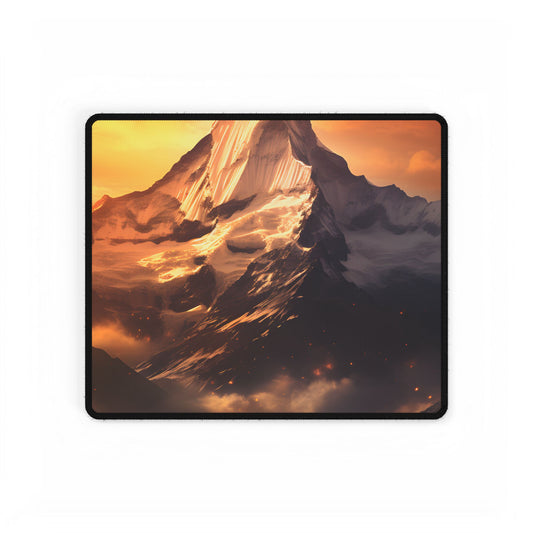 Majestic Mountain Sunrise: Digital Artwork - Desk Mat