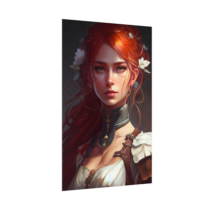 Redheaded Beauty: Formal Portrait in Dark Dress - Poster
