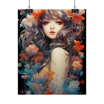Peaceful River Garden: A Tranquil Landscape with Roses - Poster