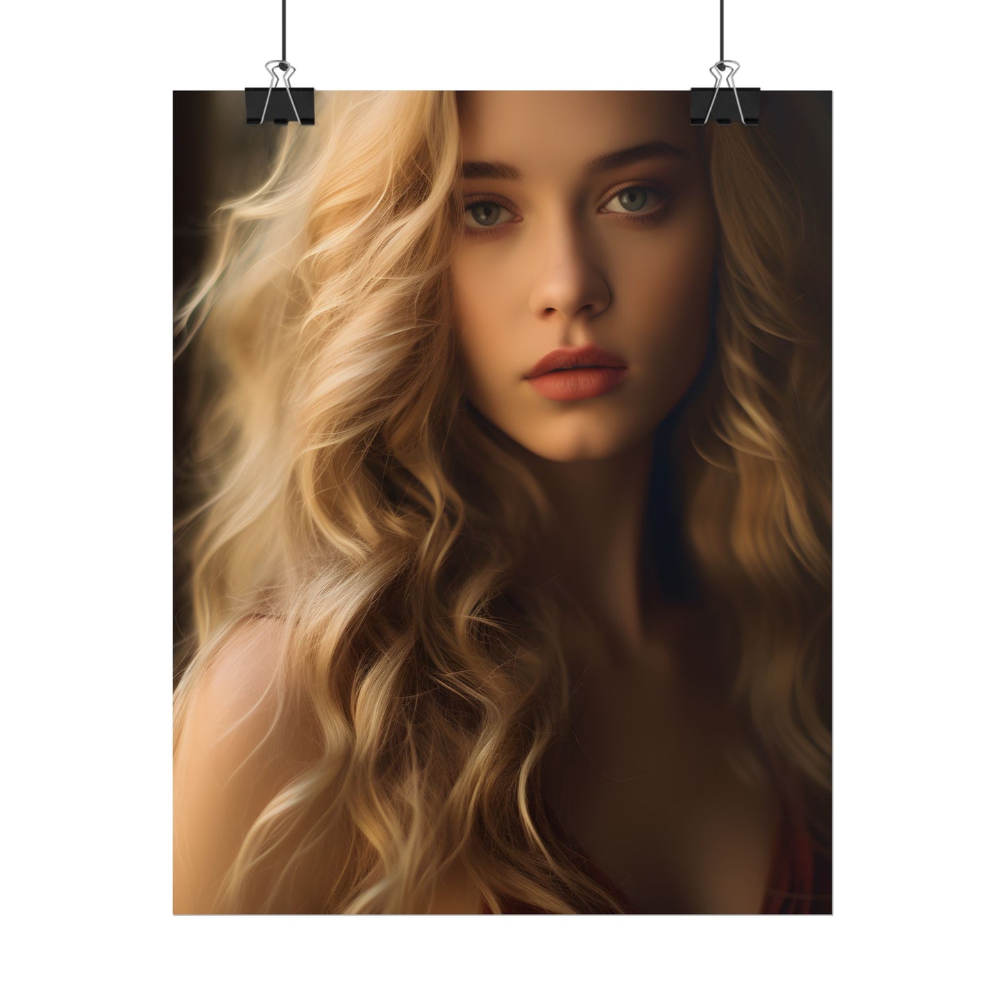 Modern Beauty: Young Blonde Woman in a Short-Sleeved Dress - Poster